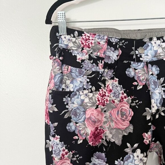 BETTY RIDES BLACK PINK FLORAL FLARED SNOWBOARD WINTER PANTS - S - Picture 4 of 16